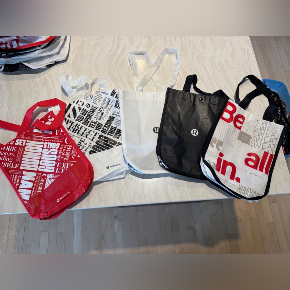 Lululemon Graphic Tote Bag Collection - Red, White, Black